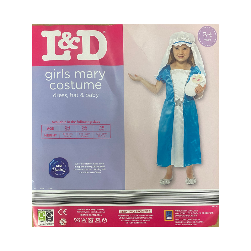 Mary Nativity Costume Fancy Dress - Age 3-4