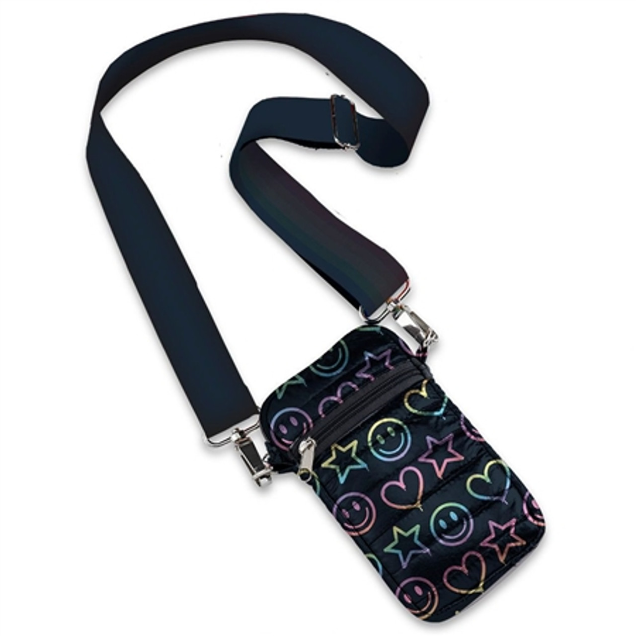 Navy Drip Heart Puffer Crossbody Cell Bag