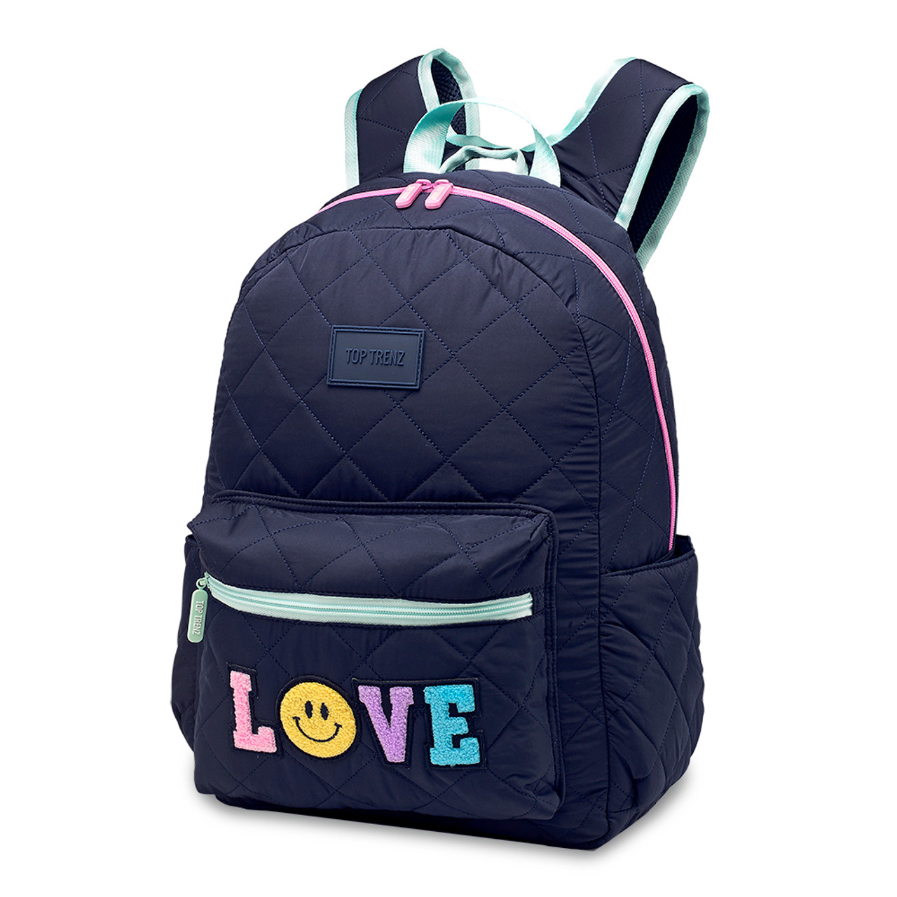 Navy Puffer Backpack Love Patch