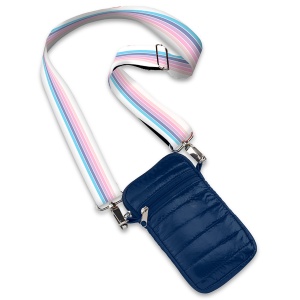 Navy Puffer Crossbody Cell Bag  Sunrise Strap