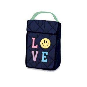 Navy Puffer Insulated Snack Bag  Love Patch