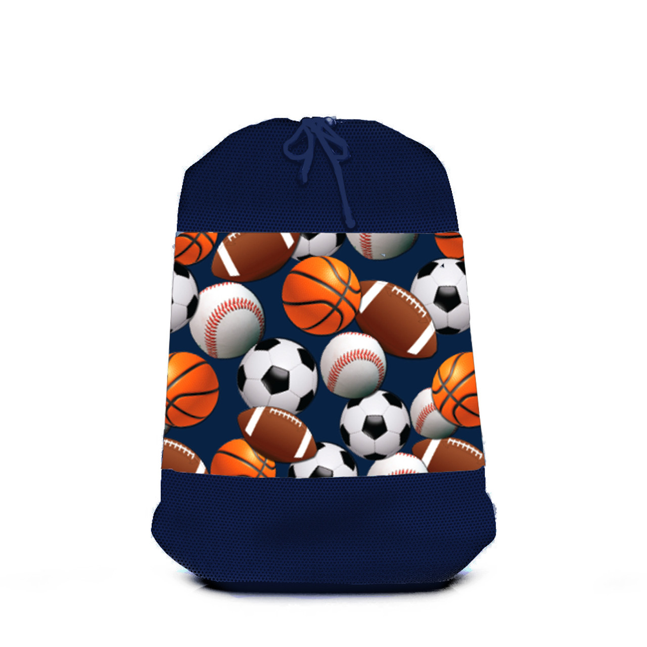 Navy Sports Mesh Laundry Bag