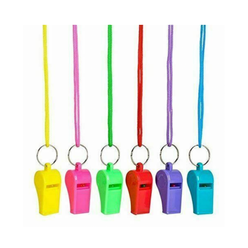 Neon Plastic Whistle with Lanyard in Various Colours