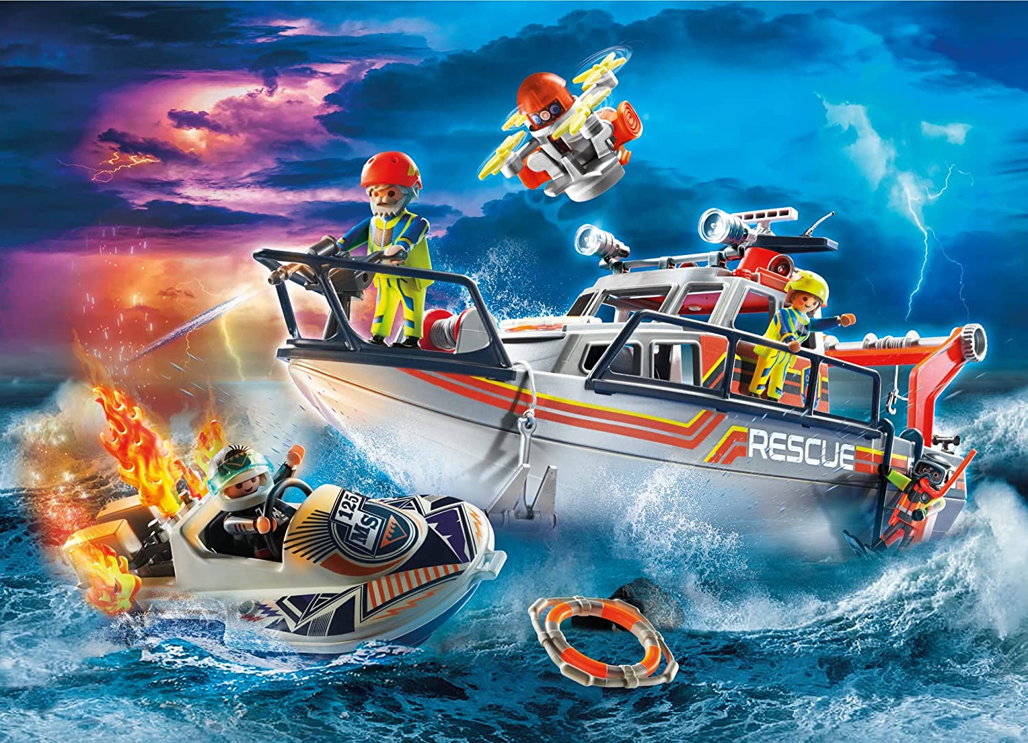 PLAYMOBIL 70140 Sea Rescue-Fire Rescue with Personal Watercraft