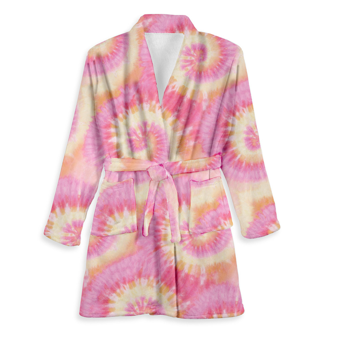 Pink Lemonade Tie-Dye Fuzzy Bathrobe