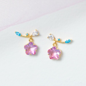 Pink Shooting Star Gold-Plated Stud Earrings