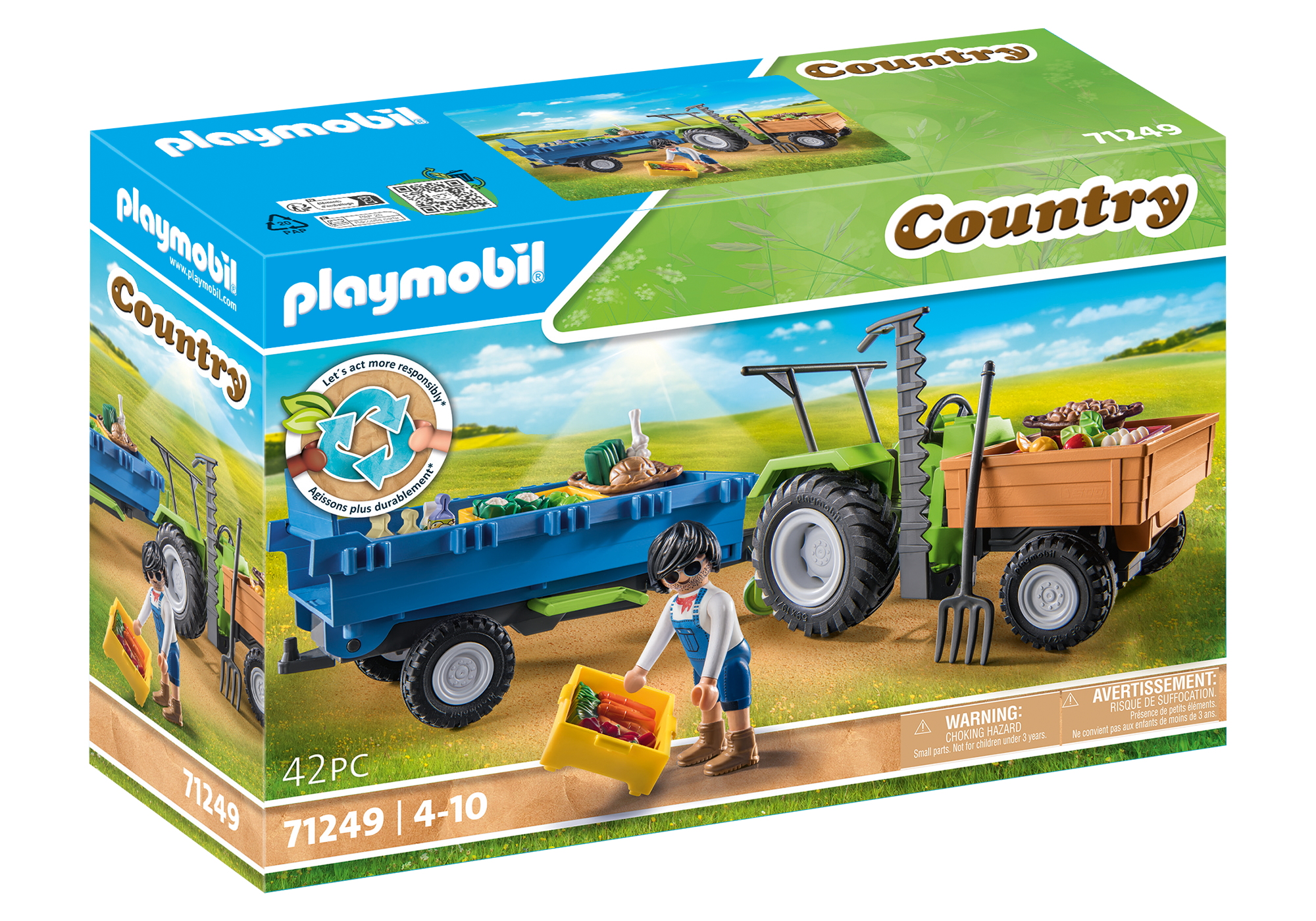 Playmobil 71249 Country-Harvester Tractor w/Trailer