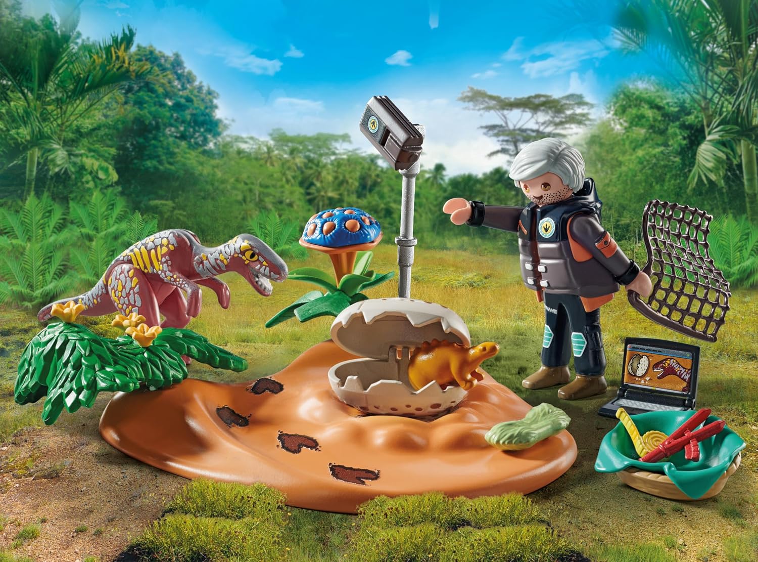 Playmobil 71526 Dinos Stegosaurus nest with egg thief