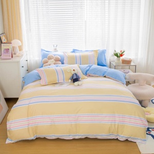 Rainbow & Neutral Striped Bedding Set