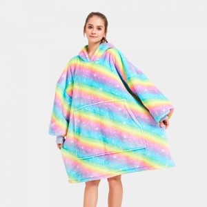 Rainbow Oversized Thick Blanket Hoodie