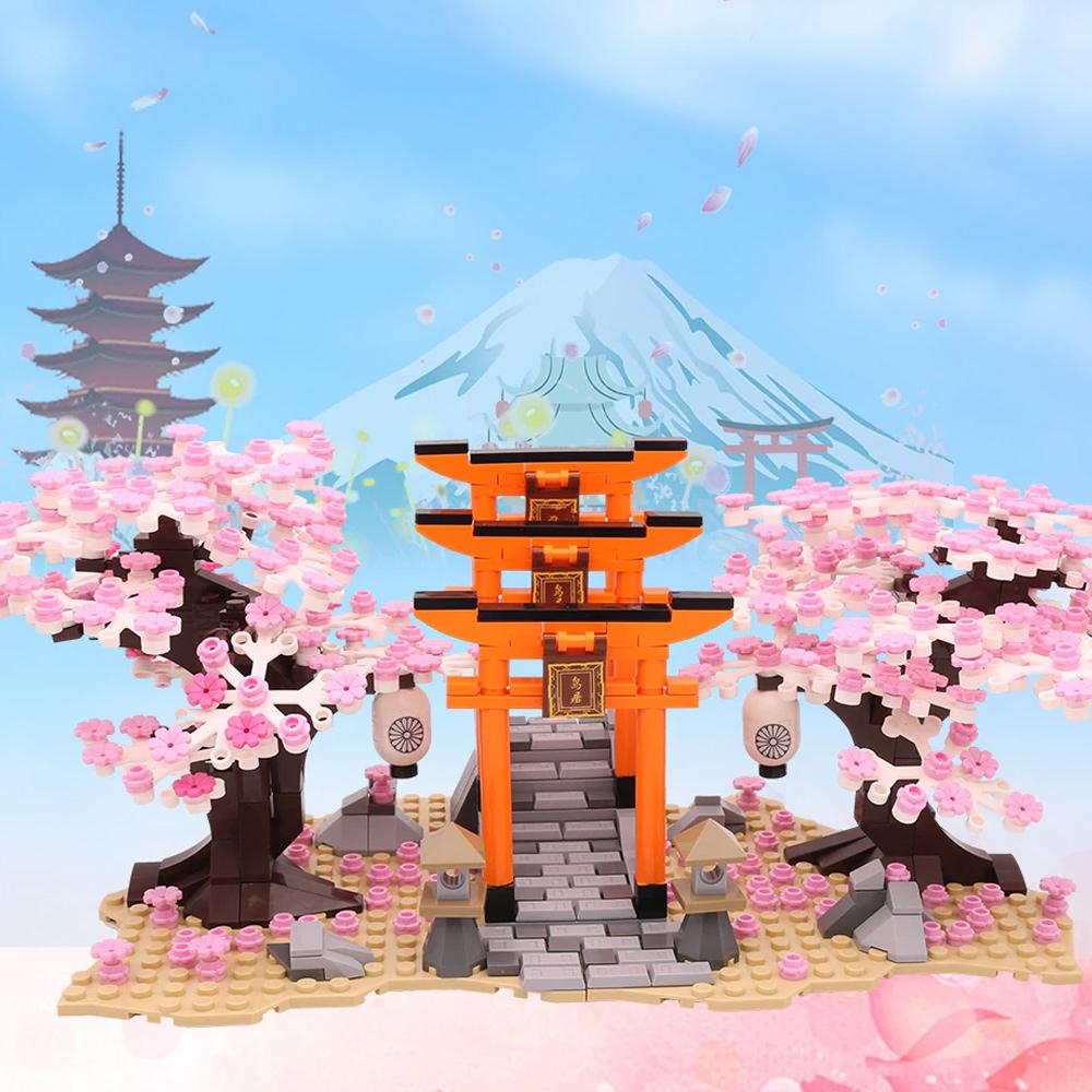 Romantic Japanese Torii Gates Cherry Blossom Trees Building Sets | Special Edition