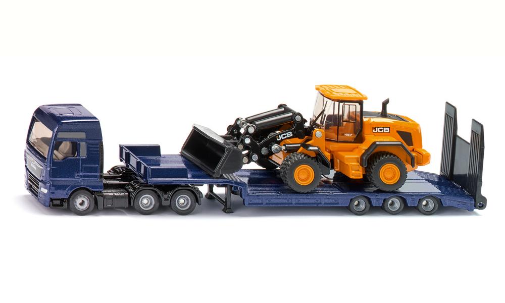 SIKU MAN truck with Low Loader and JCB Wheel Loader 1:87