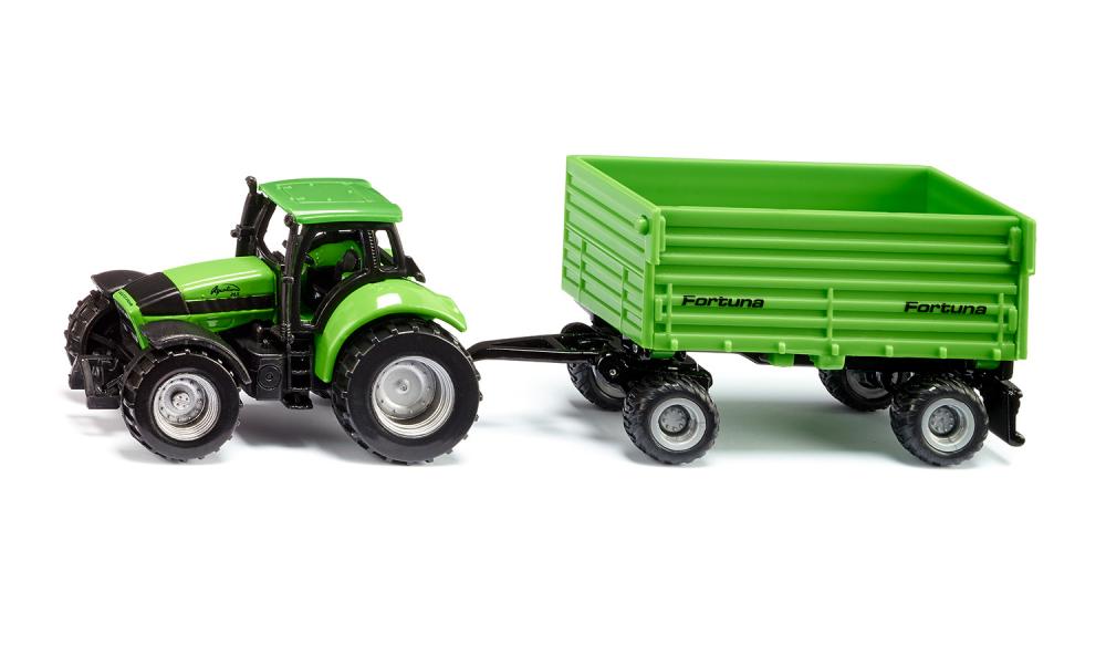 Siku 1606 DEUTZ-FAHR with Fortuna 4-wheel-trailer