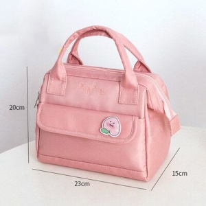 Simple Pink Blue Green Waterproof Lunch Bag