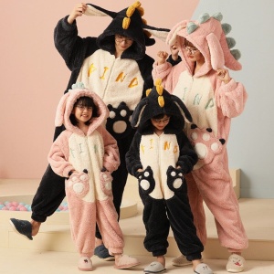 Soft Dinosaur Family Fluffy Pyjama 1-Piece Set