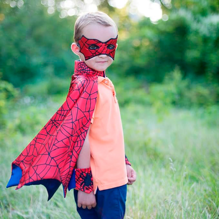 Spider Cape with Mask & Wristbands - Size 3-4