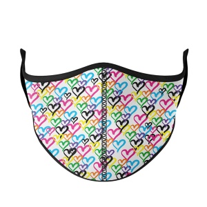 White Graffiti Heart V2 Face Mask